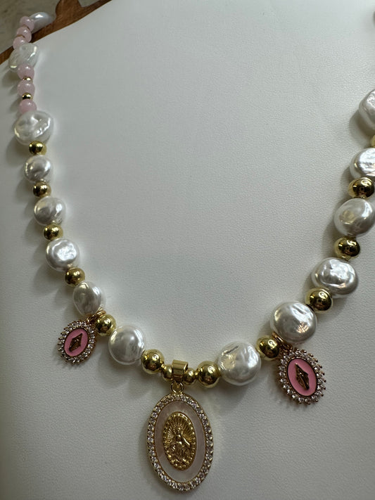 The Pink Mary Necklace